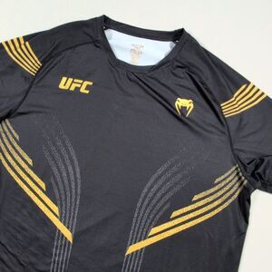 UFC Venum Performance Jersey Shirt Black Gold XL Activewear Walk Out Fight Night